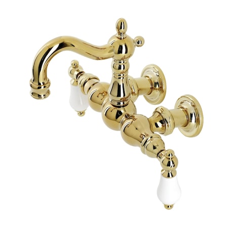 Kingston Brass CA1005T2 3-3/8" Tub Wall Mount Clawfoot Tub Faucet, Polished Brass CA1005T2